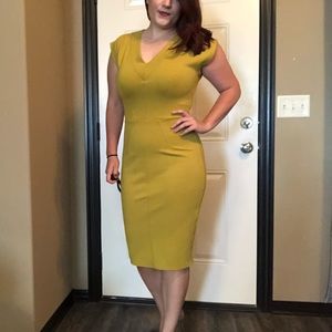 Form fitting yellow dress